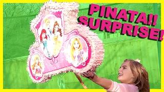 SURPRISE DISNEY PRINCESS PINATA FULL OF SHOPKINS, BARBIE AND MORE!!