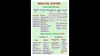 Skeletal system axial appendicular all bones notes 12th class #notes #education #bilogy #taxonomic