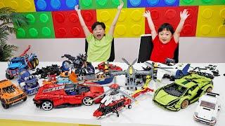 예준이와 예성이의 블럭 장난감 조립놀이 레고 테크닉 트럭 자동차 장난감 만들기 Color Block with Lego Technic Car Toy for Kids