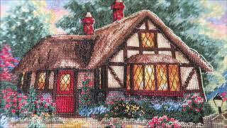 Completed Cross Stitch (Twilight Bridge) - Adding backstitching and French knots