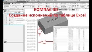 КОМПАС-3D. Как создать надписи на модели используя переменные. Создание исполнений в Excel (Часть 2)