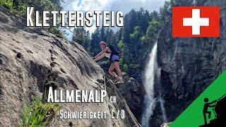 Klettersteig: Allmenalp am Kandersteg Schwierigkeit: C/D. am Wasserfall entlang. Nr.1 in der Schweiz