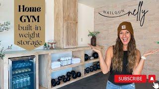 DIY Modern Console Table Build for a Home Gym Built -in Weight Storage Made form Plywood and 1x3's!