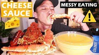 ️ MESSY EATING • CHEESY SAUCE  ALASKAN KING CRAB + SPAGHETTI & MEATBALLS • mukbang • LESS TALKING