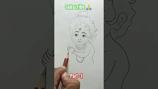 Krishna drawing easy l pencil sketch drawing l Shri Krishna #shorts #viral #krishna