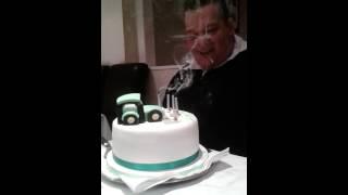 Richard Hardy blowing out his Candles