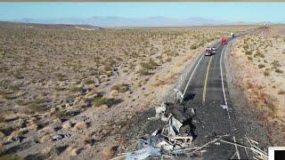 Highway north of Las Vegas closed for most of Tuesday after crash caused lithium battery fire