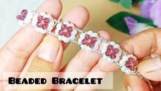 Beautiful pattern bracelet from Bicone Crystal and pearl| Pearl bracelet |Beaded Bracelet Tutorial