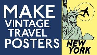 MAKE a VINTAGE TRAVEL POSTER SUPER EASY Photoshop Tutorial For Absolute BEGINNERS