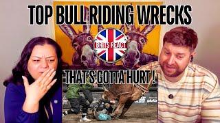 BRITS REACT | That's Gotta Hurt! Top Wrecks of the 2023 Pro Bull Riding (Part 1) | BLIND REACTION