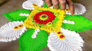 Easy Rangoli Design For ||Hand Making || Alpana Ritu Rangoli ️