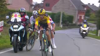 Cycling crash Julian Alaphilippe with motorbike, Tour of Flanders 2020