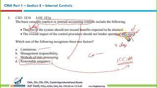 CMA P1- Section E MCQs