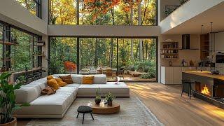 Golden Morning Light on the Forest Living Room ️ Smooth Piano Jazz Music for Calm and Relaxing Day