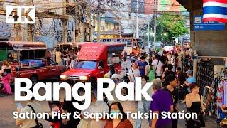 [4K UHD] Walking around Sathorn Pier and Saphan Taksin Station in Bang Rak Area, Bangkok