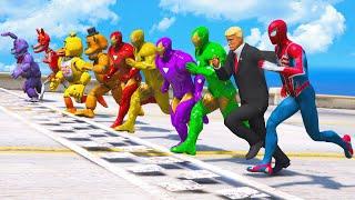 IRON-MAN COLOR VS FNAF WITH DONALD TRUMP IN SPIDER MAN SUPERHEROES Running Event on The Sea #1081