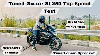 Tuned Gixxer Sf 250 Top Speed Test || Tuned Chain Sprocket || Sc Project Exhaust 