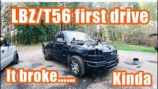 FIRST DRIVE in my DURAMAX /T56 swapped DRIFT TRUCK!! It was AWESOME and then it BROKE