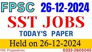 FPSC SST Solved Paper Female Held On 26-12-2024 | Todays FPSC SST Females Solved Paper