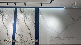 Glazed White Porcelain Floor Tiles Marble Non Slip Wear Resistant