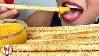 ASMR Sesame Breadsticks with Cheese (crunchy eating sounds) | LaniEats ASMR