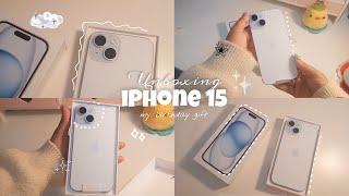 IPhone 15 (blue) unboxing in 2025  + accessories ~