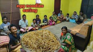 egg noodles | village eating | my full family eating noodles |