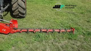 Double knife mower in action 1.70 m  Kubota tractor at work  Busatis knife cutter bar in the test