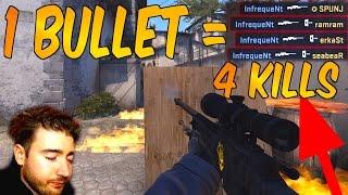 CS:GO - 1 BULLET = 4 KILLS! LUCKIEST SHOT 2016!? (Quad collat)