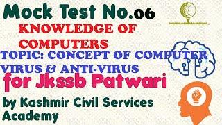 Mock Test No. 06 on Computer (Topic: Computer Virus & Anti-Virus for Jkssb Patwari Exam 2024