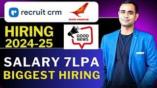 RecruitCrm Work from home Hiring 2024-2025 | Air India Off-Campus hiring |