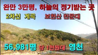 영천  56,981평 경북임야,  완만한 경사  3만평,  2차선 계곡 전기, 보현산천문대 아래