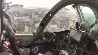 Su 25 - from the cockpit takeoff, flight, landing - Video Camera Go Pro