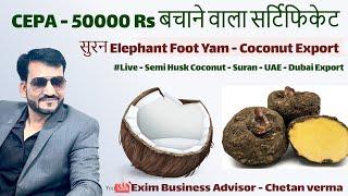 Cepa Semi Husk Coconut & Suran Elephant Foot Yam Export Certificate Of Origin From India 2 Dubai UAE