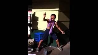 CRAZY ASIAN GUY PLAYING AIR GUITAR IN THE STREET