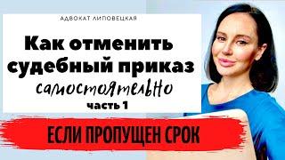 Отмена судебного приказа в 2021 году. Если пропущен срок.  Адвокат Липовецкая.