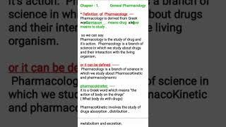 Definition of Pharmacology and scope