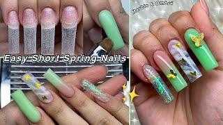 EASY SPRING POLYGEL NAILS BEGINNER FRIENDLY NAILS! HOW TO MARBLE & OMBRE | Nail Tutorial