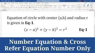 How to Create, Number Equation in Word and Cross Refer Equation Number Only