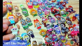 Thiết kế 100 sticker Labubu màu tím & xanh lá cute siêu quý hiếm/Sticker Labubu trong suốt nhiều màu