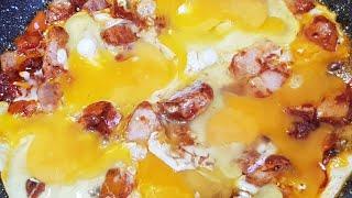 EASY... eggs and ham. cooking it for guests