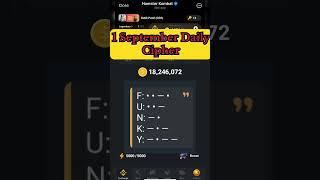 Hamster Kombat Daily Cipher Code 1 September | Hamster Kombat 1 September Daily Combo| Cipher Today