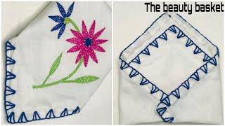 Chevron blanket stitch || edge embroidery stitch | easy embroidery for beginners |