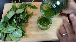 Basil, garlic and olive oil sauce.