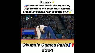 Surprise ️Andrea Leski sends the legendary Agbeniena #ijf #judo #shorts #short #paris2024 #live