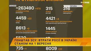 ️Генштаб ЗСУ: втрати росії в Україні станом на 1 вересня