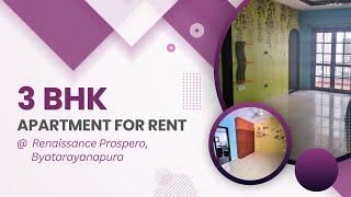 3 BHK Apartment for Rent in Byatarayanapura, Bangalore | Renaissance Prospero | PropertyAngel (9481)