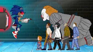 Sonic.EXE vs IT Pennywise, Jason Voorhees, Michael Myers, Jeff The Killer, Leatherface, Chucky