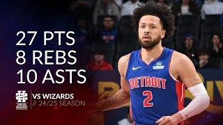 Cade Cunningham 27 pts 8 rebs 10 asts vs Wizards 24/25 season