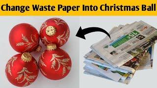 How To Make Christmas Ball With Paper/Christmas Ball Making At Home/Diy Christmas Ball/Xmas Ball/DIY